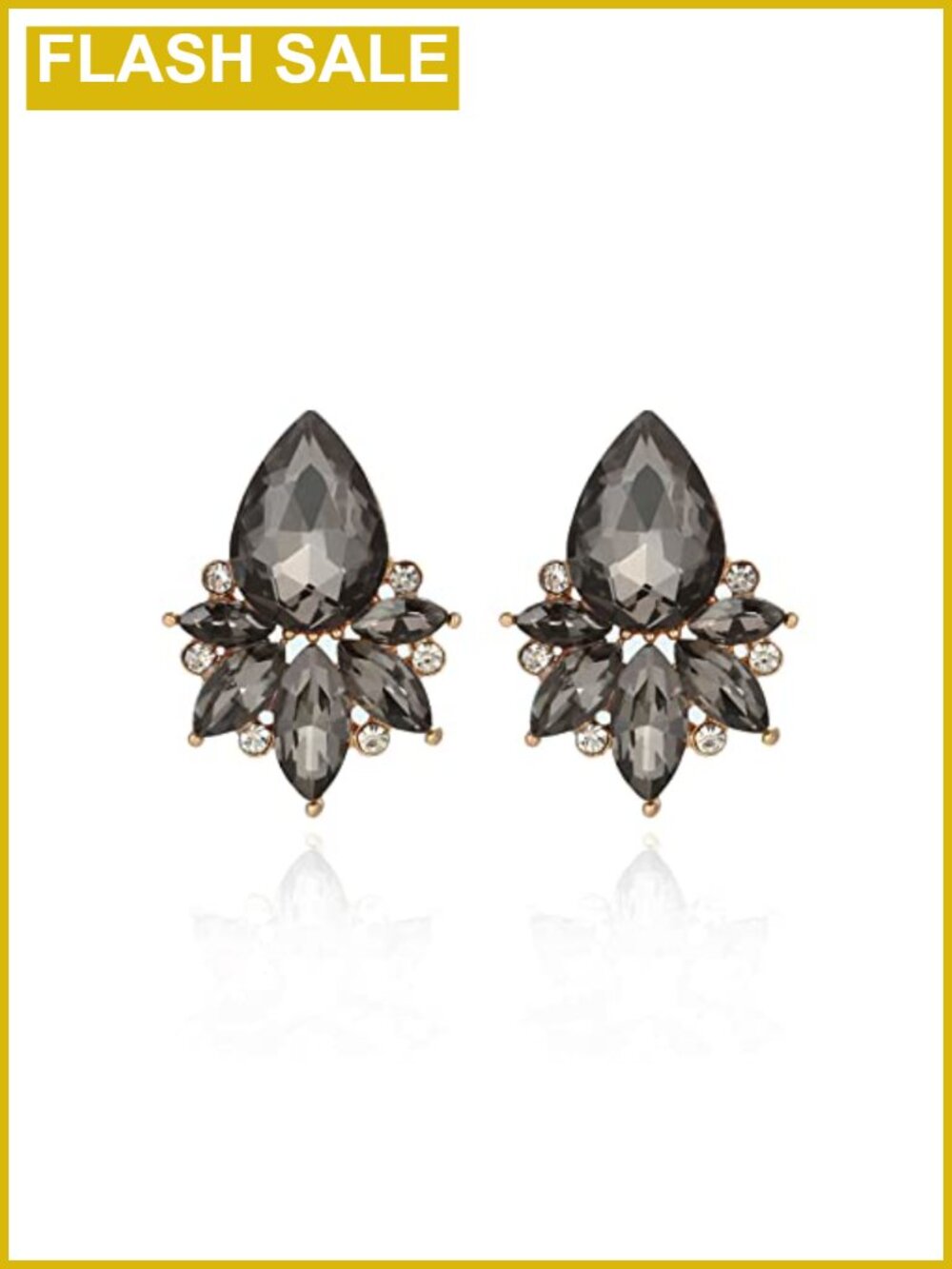 Rhinestone Cluster Drop Earrings Crystal Stainless Steel Push Back